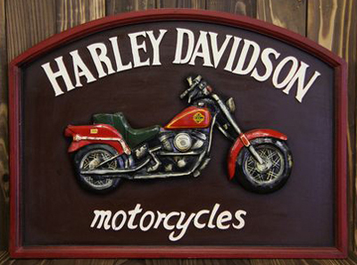 Harley-Davidson 木製看板-
